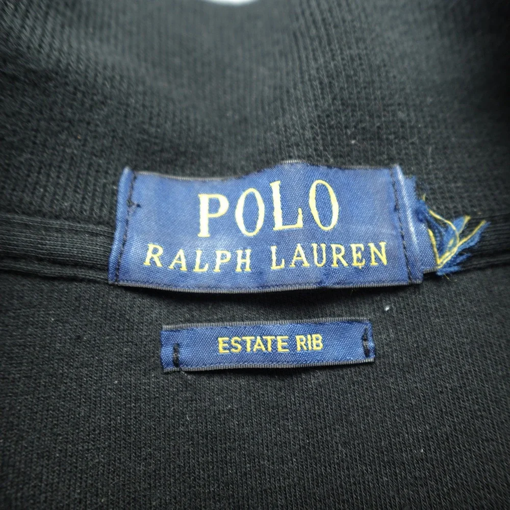 Polo Ralph Lauren Pullover Mens XL Black Estate Rib Sweater 1/4‎ Zip Cotton